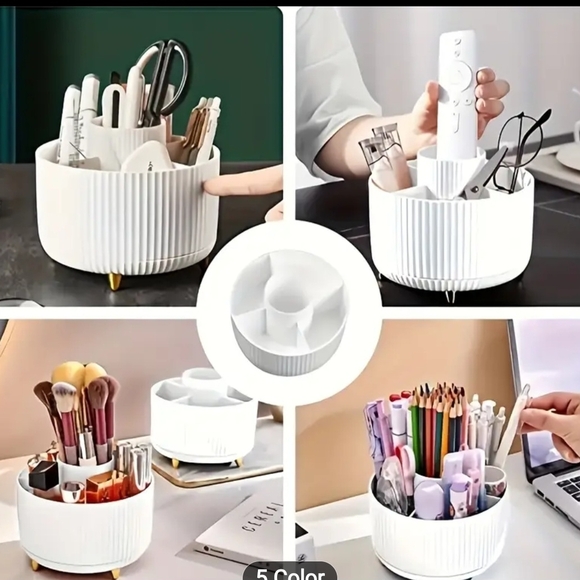 Rotating White Makeup Organizer - Picture 3 of 6